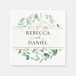 Geometrische Greenery Eucalyptus Personalized Wedd Servet