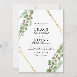 Geometrische Greenery Gold Lijst Eucalyptus Weddin Kaart