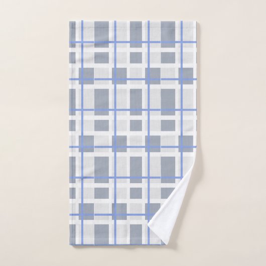 Geometrische grijs- en blauw-handdoekset bad handdoek (Handdoek)