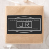 Geometrische grijs- en donkergrijze omloopadres etiket (Insitu)