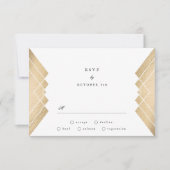 Geometrische  Grijs Goud Gatsby Bruiloft RSVP (Voorkant)