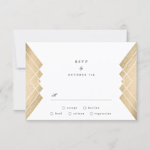 Geometrische Grijs Goud Gatsby Bruiloft RSVP Kaartje