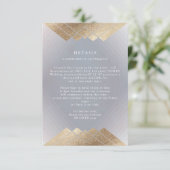 Geometrische  Grijs Goudfolie Bruiloft Details Informatiekaartje (Staand voorkant)