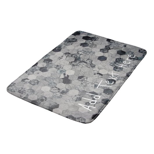 Geometrische grijs, wit en zwart hexagon patroon badmat (Gekanteld)