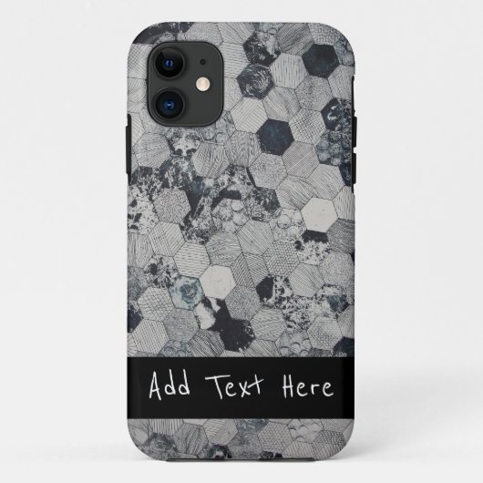 Geometrische grijs, wit en zwart hexagon patroon Case-Mate iPhone case (Achterkant)