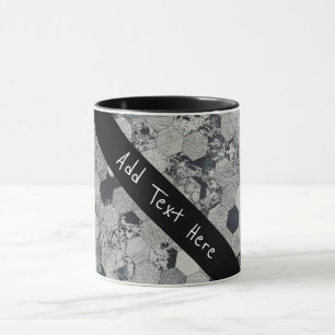 Geometrische grijs, wit en zwart hexagon patroon mok