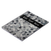 Geometrische grijs, wit en zwart hexagon patroon notitieboek (Linkerzijde)