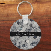 Geometrische grijs, wit en zwart hexagon patroon sleutelhanger (Voorkant)