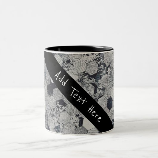 Geometrische grijs, wit en zwart hexagon patroon tweekleurige koffiemok (Center)