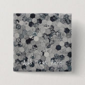 Geometrische grijs, wit en zwart hexagon patroon vierkante button 5,1 cm (Voorkant)
