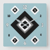 Geometrische grijsblauw vierkante klok (Voorkant)