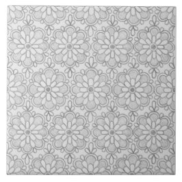 Geometrische grijspatronen Abstracte bloemen Tegeltje