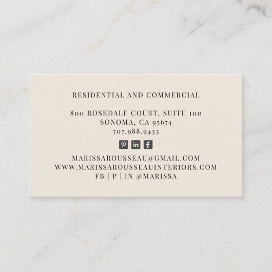 Geometrische grijze Cream Pattern Interior Designe Visitekaartje (Achterkant)