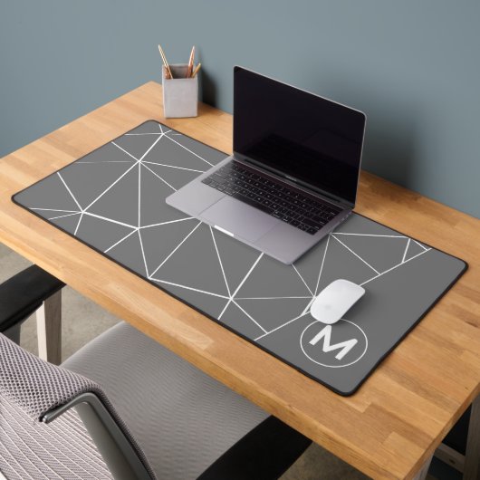 Geometrische grijze en witte driehoeken lijnen Mon Bureaumat (Kantoor 2)