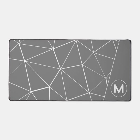 Geometrische grijze en witte driehoeken lijnen Mon Bureaumat (Voorkant)