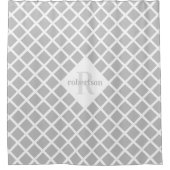 Geometrische grijze en witte monogram douchegordijn (Voorkant)