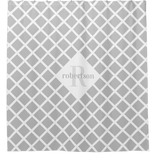 Geometrische grijze en witte monogram douchegordijn (Voorkant)