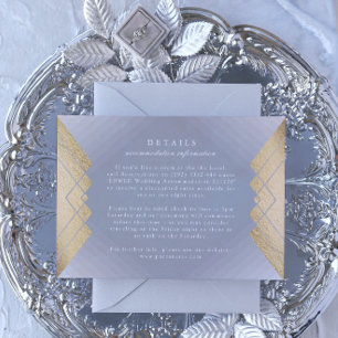 Geometrische grijze Gatsby Wedding Enclosure Card RSVP Kaartje