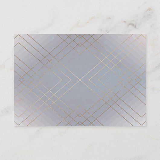 Geometrische grijze Gatsby Wedding Enclosure Card RSVP Kaartje (Achterkant)