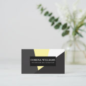 Geometrische grijze gele witte zwarte kleurblokken visitekaartje (Staand voorkant)