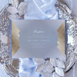 Geometrische grijze gouden Gatsby Wedding Receptio Informatiekaartje