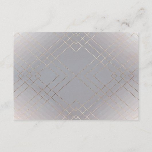 Geometrische grijze goudfilie-bruiloft RSVP kaartje (Achterkant)