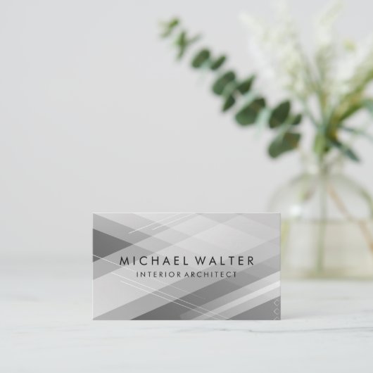Geometrische grijze laagachtergrond visitekaartje (Staand voorkant)