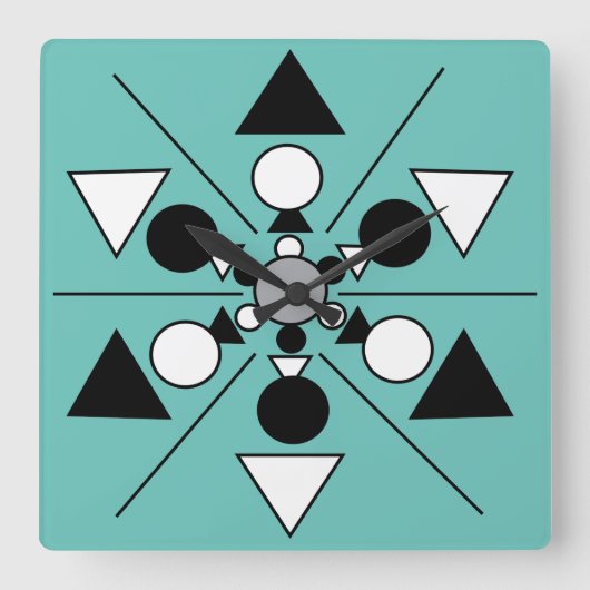 Geometrische Grijze Zwarte Witte Moderne Minimalis Vierkante Klok (Voorkant)