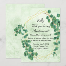 Geometrische groen Eucalyptus Leaves Bridesmaid