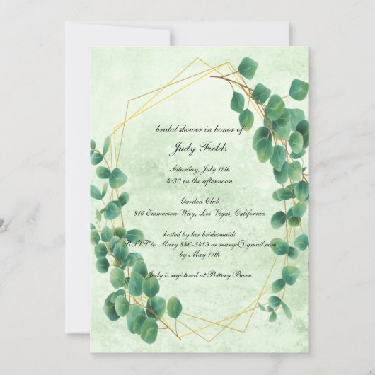 Geometrische groen Eucalyptus Leaves Vrijgezellenf Kaart (Voorkant)