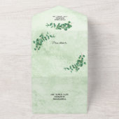 Geometrische groen Eucalyptus Leaves Wedding All In One Uitnodiging (Buitenkant)