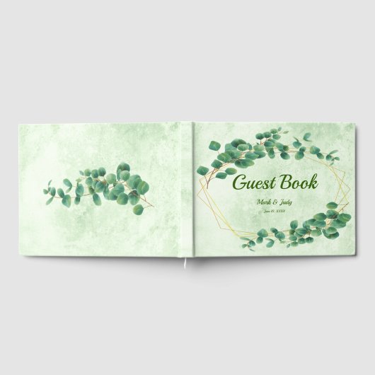 Geometrische groen Eucalyptus Leaves Wedding Gastenboek (Volledig)