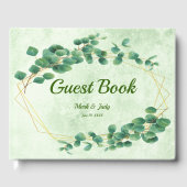Geometrische groen Eucalyptus Leaves Wedding Gastenboek (Voorkant)