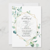 Geometrische groen Eucalyptus Leaves Wedding Kaart (Voorkant)