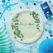 Geometrische groen Eucalyptus Leaves Wedding Papieren Bordje (Feest)