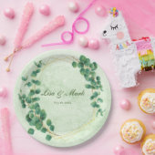 Geometrische groen Eucalyptus Leaves Wedding Papieren Bordje (Feest)