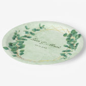 Geometrische groen Eucalyptus Leaves Wedding Papieren Bordje (Gekanteld)