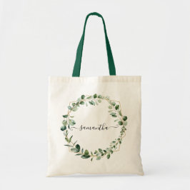 Geometrische groen Eucalyptus lekt gepersonaliseer Tote Bag