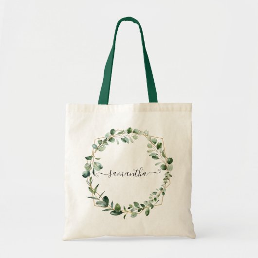 Geometrische groen Eucalyptus lekt gepersonaliseer Tote Bag (Voorkant)