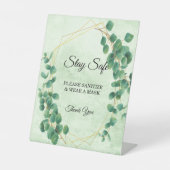 Geometrische groen Eucalyptus lekt veiligheid Reclamebord Met Voetstuk (Voorkant)