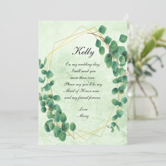 Geometrische groen Eucalyptusbladeren, gemaakt van Kaart (Staand voorkant)