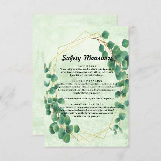 Geometrische groen Eucalyptusbladeren Informatiekaartje (Voorkant / Achterkant)