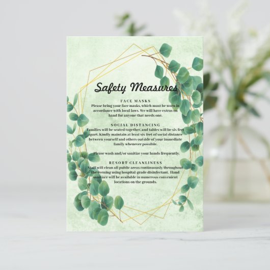 Geometrische groen Eucalyptusbladeren Informatiekaartje (Staand voorkant)