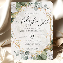 Geometrische groen gouden Baby shower uitnodiging