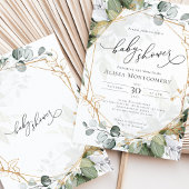 Geometrische groen gouden Baby shower uitnodiging