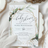 Geometrische groen gouden Baby shower uitnodiging