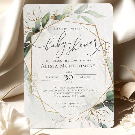Geometrische groen gouden Baby shower uitnodiging