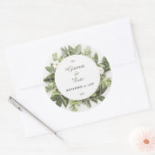 Geometrische groen loof Lijst dank u Ronde Sticker (Envelop)