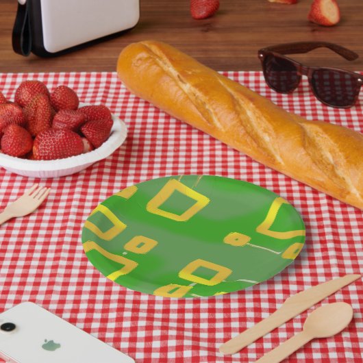 Geometrische Groen Papieren Bordje (Picknick)