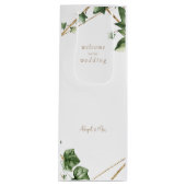 Geometrische groen Welkom bij onze bruiloft Wijn Cadeautas (Voorkant)